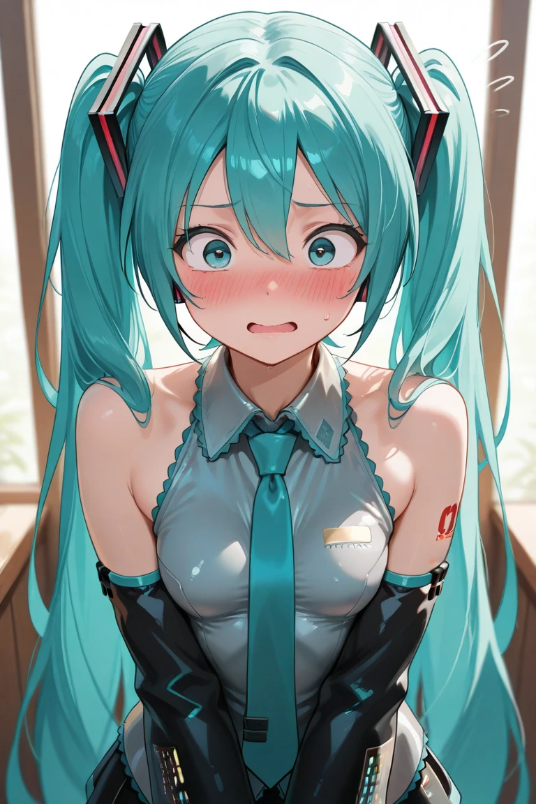 NSFW:1.6,(Magazine Cover、Small breasts、Sex:1.8)、((From below:1.2))、(Squat down and show off your crotch)、(Dynamic pose:1.1), pretty girl, Highest quality、超High resolution、High resolution、Extremely detailed CG、8k unit wallpaper、17 years old、Beautiful attention to detail、(((hatsune miku,View your viewers,Sleeveless shirt,White shirt,fringe,smile,Black knee socks,Hair between the eyes,Twin tails,Very long hair,Aqua Eye,Aqua Hair,Removable sleeves,mini skirt,aqua necktie,Thigh-high boots,)))、(Wet body:1.4)、(Shiny body,:1.6)、 blush, Sweat,Embarrassing、(Expressions of joy:1.5)、(Exposed nipples)、red blush、shy、Skirt flip
