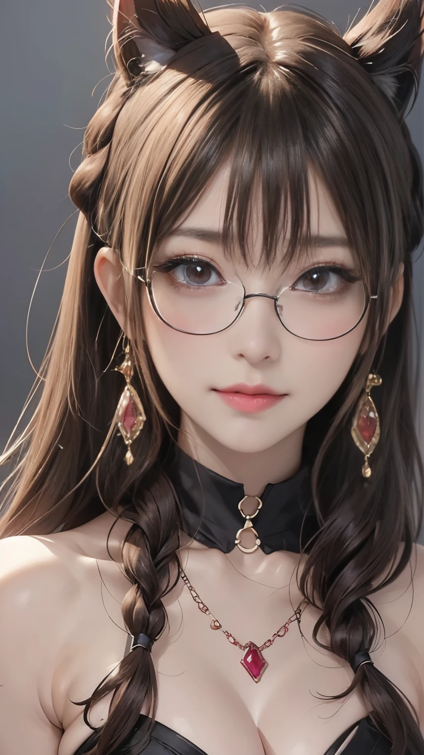 (top quality, The best illustrations:1.2),(Wicked Smile,horror fantasy:1.5), (((evil eyes,Savage Face,Well-trained abdominal muscles))),(Fatal Beauty,Attractive beauty) ,(A supple and powerful physique),(Sensual charm),(Mysterious charm:1.1),(Captivating silhouette),(ink and watercolor:1.5),(Ominous Scenery :1.5),(A lot of dust rises:1.5),(wonderful,high resolution,masterpiece:1.5),、(sexy pose,Powerful figures,Big Breasts:1.3),((((Glasses,close up sexy shot, cute,red eyes,muscular body,Evil Ruby's Cursed Necklace)))),(((body up,Glasses、Big Breasts, braids))),pretty face, raise my eyebrows ,close up sexy shot,(Fatal Beauty,charming beauty),(Mysterious charm:1.1),(Big Breasts、Attractive silhouette),HD texture 、High Quality Shadows,beautiful and delicate face,Beautiful and delicate sticky liquid dripping from eyes,ray tracing,20th generation、 cute K-POP girl、(The Face of Korea),Thin face、(Ulzan-6500-V1.1:0.6),The face of pure loss _v1 , (beautiful and delicate face , beautiful and delicate eyes, Perfectly Balanced Face , high definition skin , detailed skin, The optimal ratio is 4 fingers and 1 thumb :1.25),Beautiful Devil Woman from Hell, seductive girl , Real Girls, Gurwitz, Gurwitz-style Artwork , Girl Roleplay, Realistic 3d style, cgstation Popular Topics,, 8K portrait rendering ,(truth,truth:1.4),(Glasses :1.2)、cheek、 glossy lips, In a semi-real anime style, in the heart of a decaying Snow, a grungy majestic glass skin, her bark-like skin adorned with delicate, long, silky, and light-brown hair. The photograph captures her ethereal presence with a mystical aura, as if she's a living part of the dark world. Looking at you, the darkness world, a close up of a woman with horns and red hair, extremely detailed artgerm, ig model | artgerm, by Yang J, wlop | artgerm, artgerm. anime illustration, detailed digital anime art, artgerm and rossdraws, artgerm on artstation pixiv, artgerm detailed, wlop rossdraws