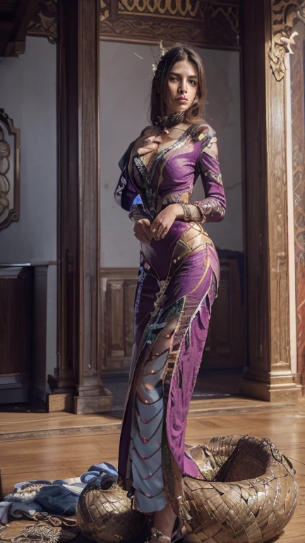 long hijab, sexy, short strapless dress, big breasts, breasts details, thigh straps, perfect hijab, inside mosque, (((colorful dress))), (((colorful)))