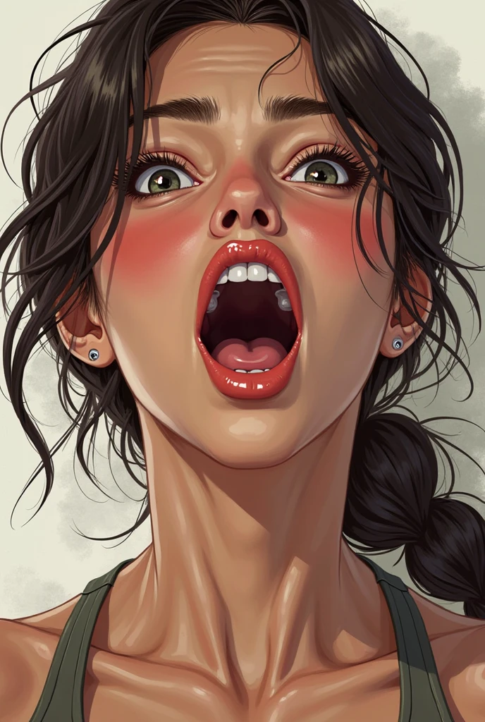 ((best qualityer)), ((work of art)), (detailded), 1 girl, roaring 20s, looking at the camera, Selfie, Grinning, long hair, wavyhair, dark haired, Bikini vermelho, na praia