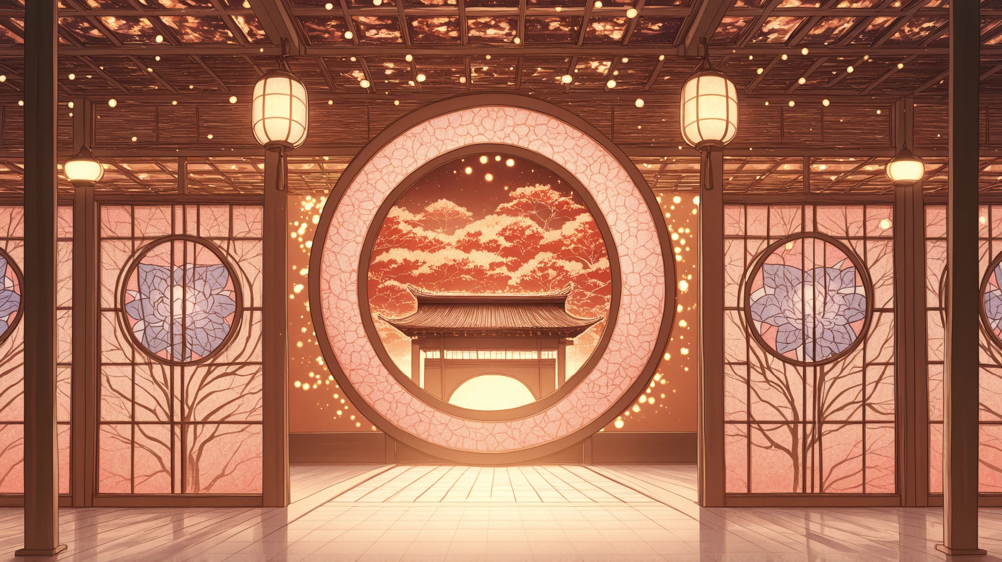 Exterior Like Stained Glass,Mythical Scenery of Japan,Elegant Posture Like Ukiyo-e,Express 々Fresh air,Professional 4K Rendering,Bokeh Lights,vivid colors,Natural Texture,Delicate line drawing ,Composition Full of Detail,Masterpiece Quality