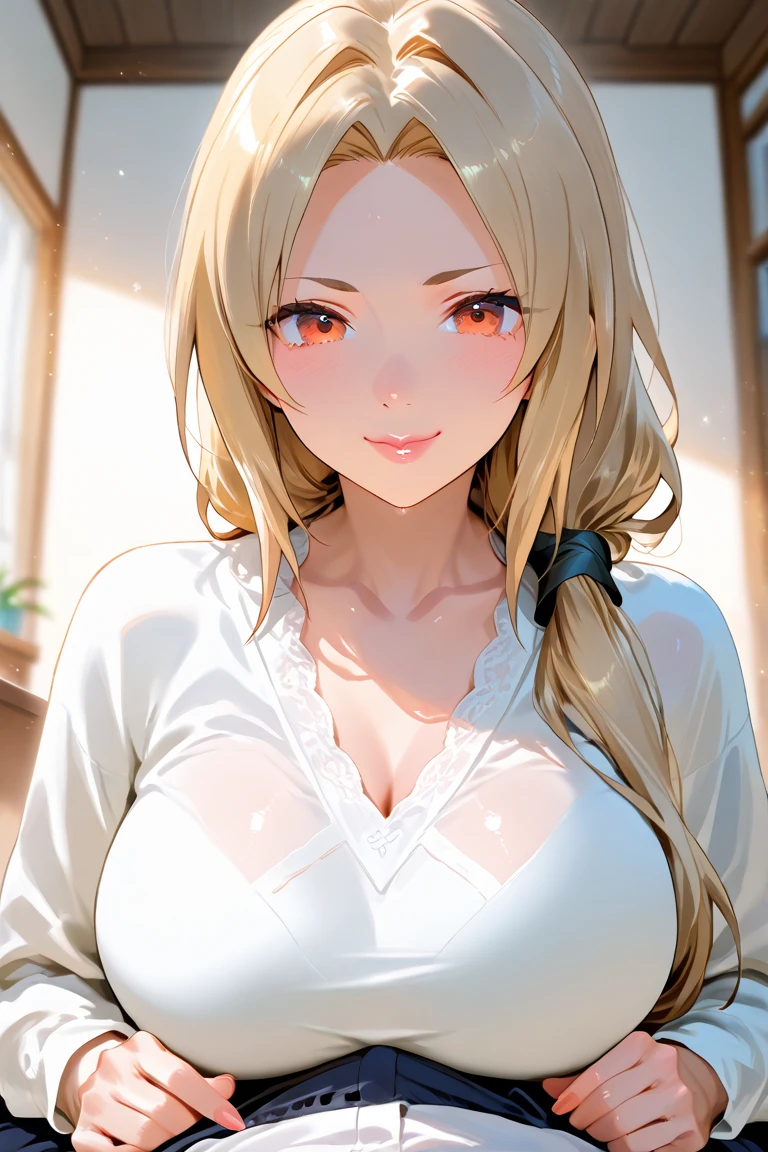 1girl in, POV, 1boy, between breasts, , Sweat, cleavage, , , Room, full of sweat, Large breasts, motion line, motion-blur, Warm summer, white shirt, Grinning、Precise features and delicate expressions,huge breasts are wet,Very beautiful woman,、((trembling))、(Slim and thick ),Toned body、Composition of the whole body、Perfect human body、(((Oil,gleaming skin、realistic skin textures、Detailed beautiful skin、Shiny skin、shiny white skin)))、Boy's room、Study guidance by a private tutor、reward、darkened room、Studying、Vertical ribbed sweater dress with open chest、markings、Holding a red pen、