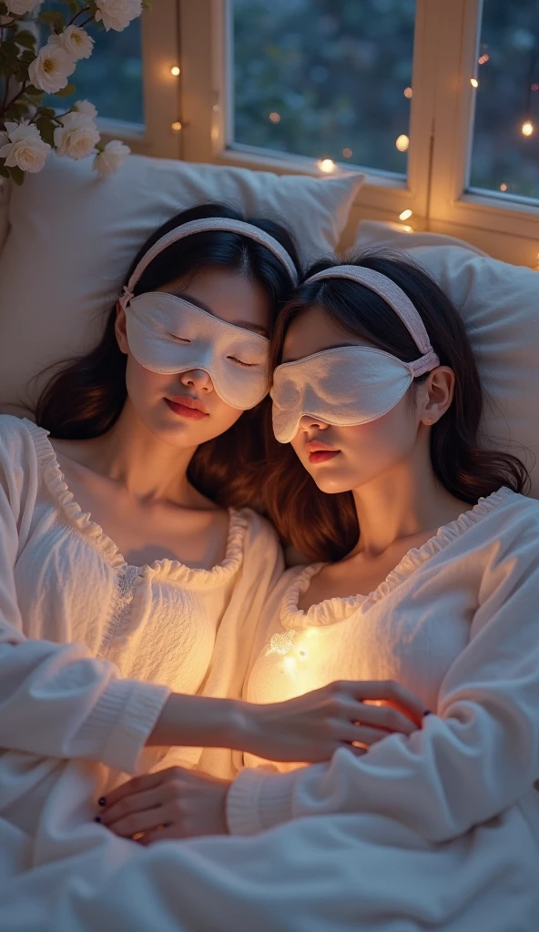 100%Silk，Couple&#39;s eye mask filled with super soft silk cotton，Big white bed，Love，sleep