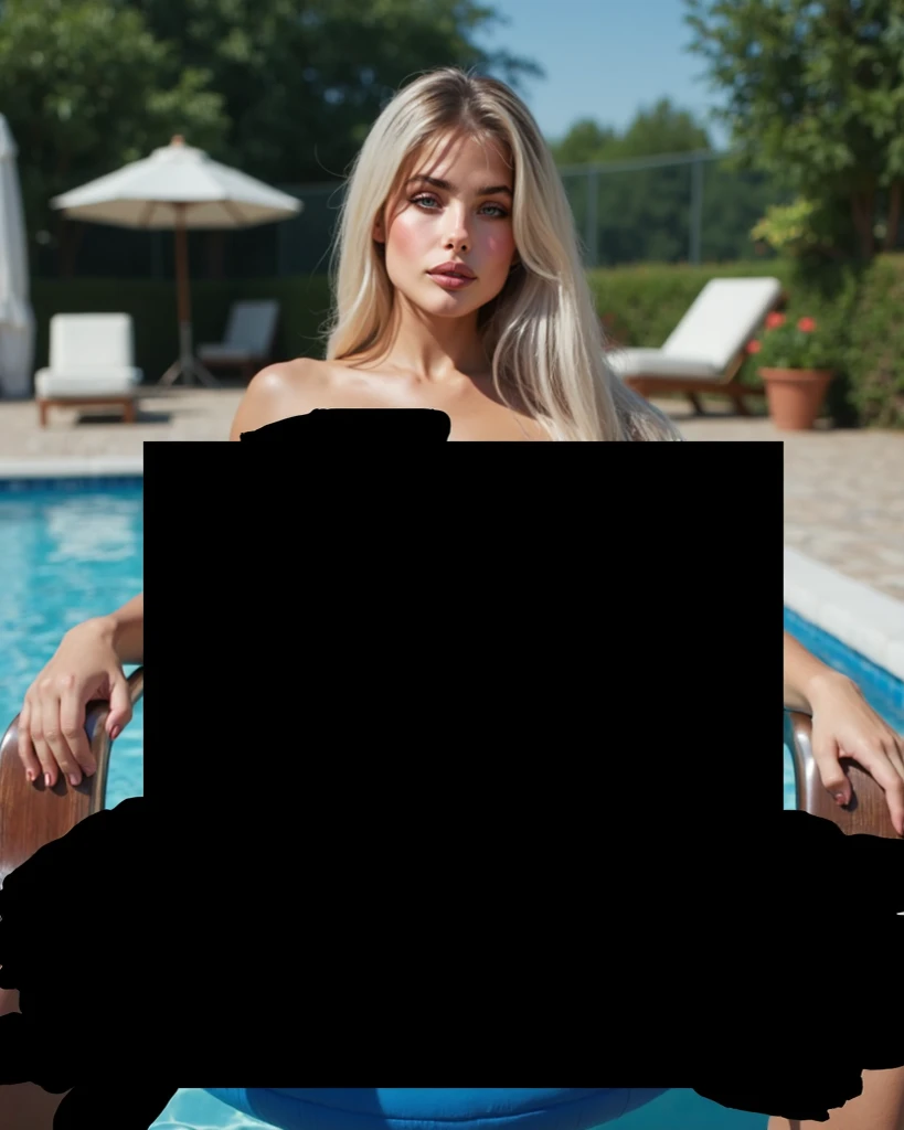 foto de una atractiva mujer, pelo violeta platinado, desnuda con pelo largo, provocativa, Looking to the camera, full body photography, filmado en piscina en pent-house --estilizar 750