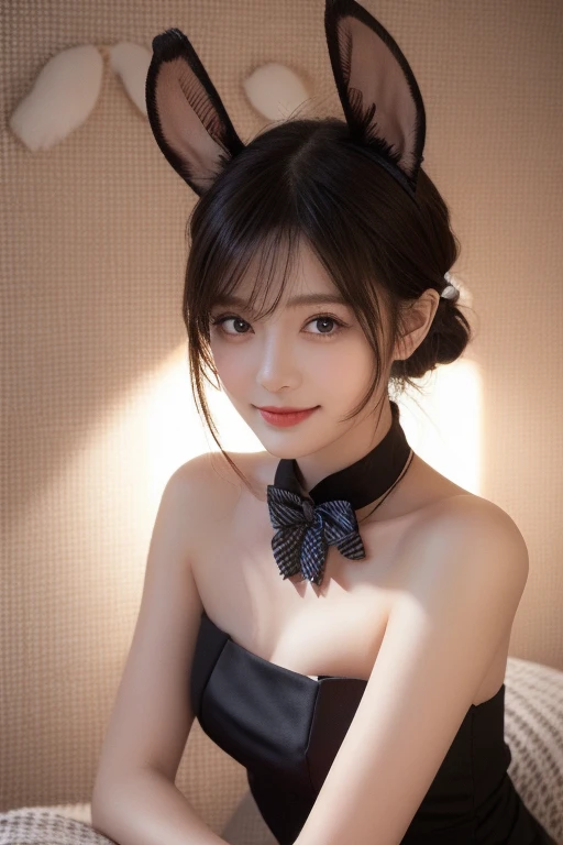 highest quality、masterpiece、超A high resolution、8k resolution、(Photorealistic:1.4)、Japanese 、 (Random Hairstyles:1.2)、Cleavage:1.2, Super detailed face、Red tie、Attention to detail、double eyelid、Put your chest together、Sharp focus:1.2、Beautiful woman:1.4、Highly detailed and professionally lit smile、Shoulder out、thin、Serious expression、symmetrical breasts、Pink nipples、Big Ass、Earrings、whole body、Red lace underwear、Bondage Costume、Cosplay、bunny、Maid、garter belt、stockings、Long legs、 Sharp focus :1.2, Beautiful woman with perfect figure :1.4, (A wistful smile, Upward glance), Thin Abs :1.1, ((Brown Hair, Big Breasts :1.2)), Highly detailed face and skin texture、Black choker around the neck、wearing a shiny satin evening dress、Looking into the camera, Attention to detail, Detailed hairstyle, Detailed face, Dark Eyes, Playing cat&#39;s cradle

