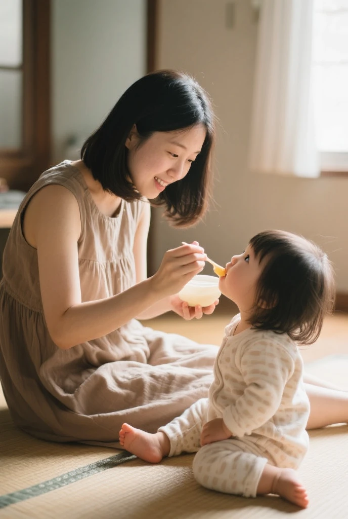 Mother and daughter eating and drinking water on cozy indoor ring background