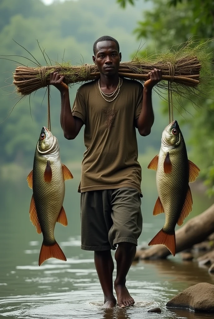 A photo with peacock bass saying Guyanese fishermen