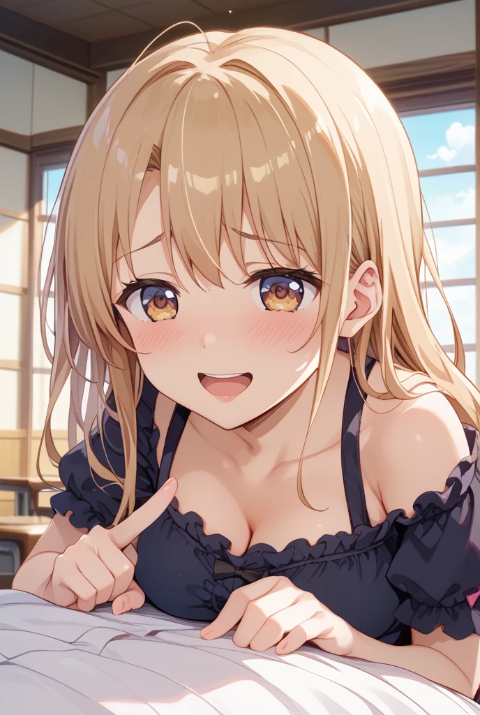 1 girl, small nose, very beautiful detailed face and eyes, bright colors, cute face, delicate beautiful face, Bright magenta eyes, cute eyes, sparkling eyes, Big eyes, (small breasts:1.3), (perky chest:1.1), (pointed chest:1.0), (cake magazine cover:1.3),highest quality, WorKs of masters, High resolution,BlacK color hair,shiny hair, side ponytail,hair between eyes,bangs, (black jacket, real clothes, cleavage, black skirts, black thighhighs, thigh strap, fingerless gloves, single glove:1.2) , spread legs, panties shot, medium hips, glamorous body, white skin, smile, thin pubric hair, super beautiful face, Super beautiful eyes, Super beautiful hair,trendy outfit,sexy and attractive,full body esbian, Real World, Natural light,perfect Natural light,(with sparkling eyes and a contagious smile), This masterpiece is not only visually stunning but also tells, make of cake cooking , in the kitchen, open mouth, looking at viewer,