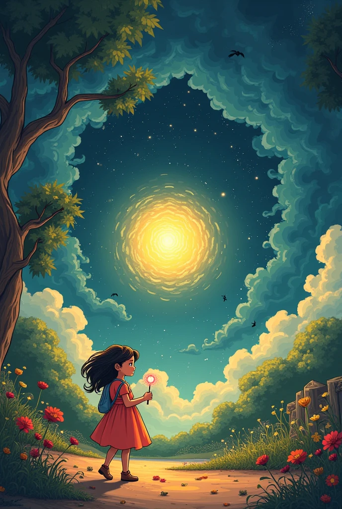 masterpiece, best best quality, Art, Circle, 1 little girl sitting on rock, look at viewer, <lora:CircleArt_Sora:0.8>