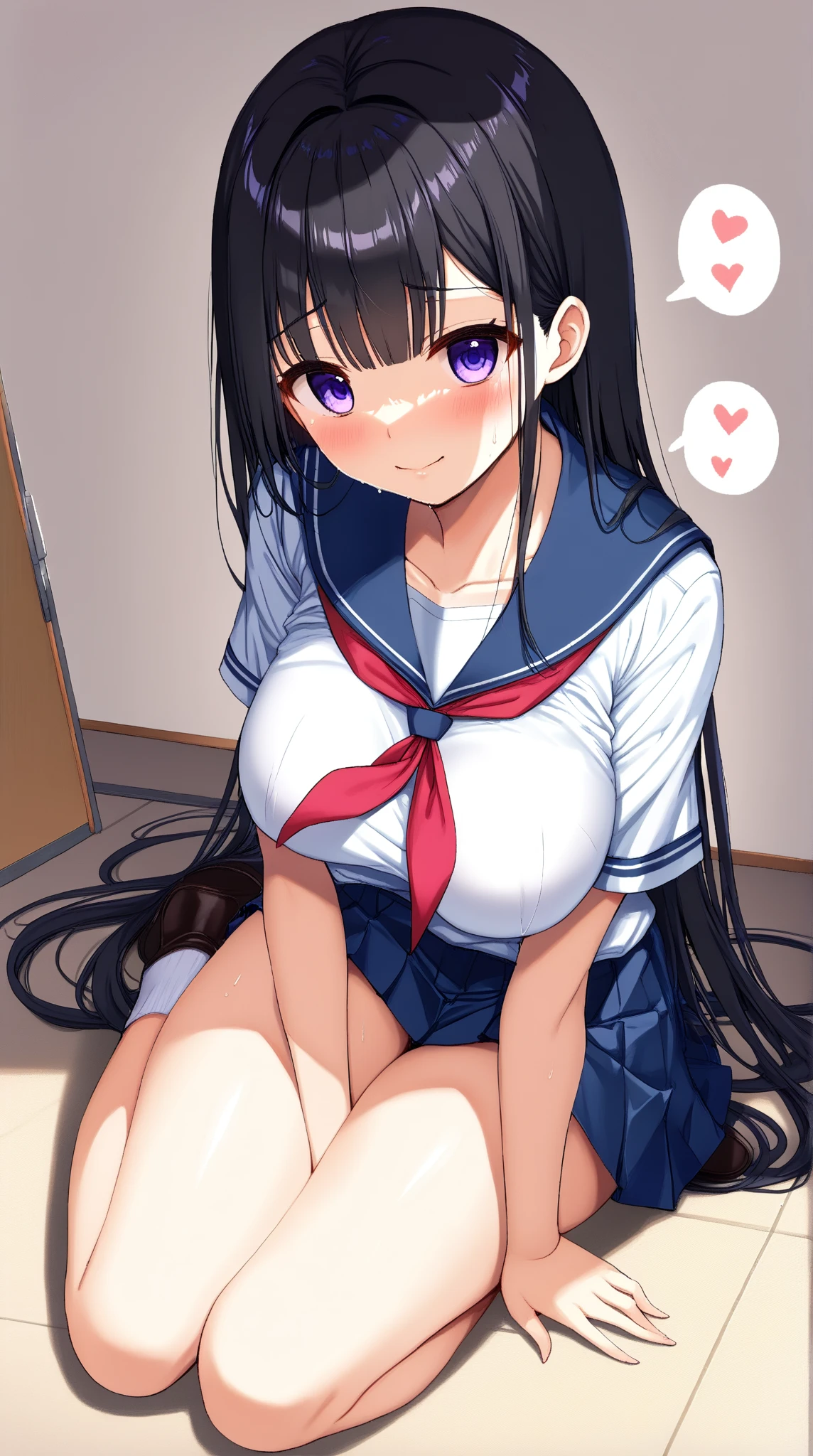 highest quality、High resolution、detailed background、beautiful and detailed face、beautiful and smooth skin、skin texture、Beautiful teenage girl、(two beautiful girls)、(huge breasts:1.3)、cute編込みポニーテール、
(pink floral embroidered panties、No bra、under squat down))、show me your pants、panty shot、
cute色のセーラー服、Cute colored school cardigan、white sailor collar、Pleated mini skirt with tartan plaid pattern、white knee high socks、white overknee socks、Accessories such as flower hairpins and ribbons、cute、

big ass、emphasize the chest、emphasize cleavage、legs open、look at me with a slightly angry expression、blush、underboob、panty shot、camel toe
