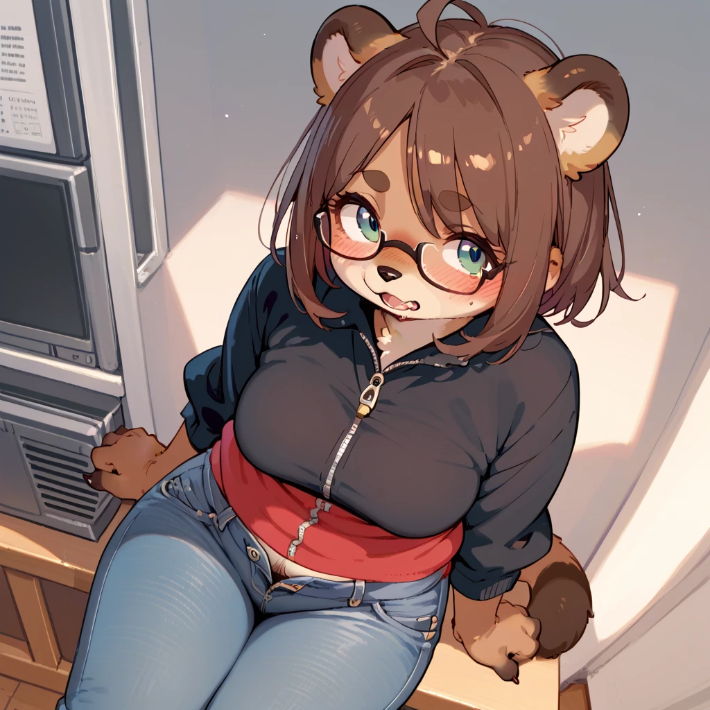 geek girl , ugly face , loose body , messy Tasteless clothes
