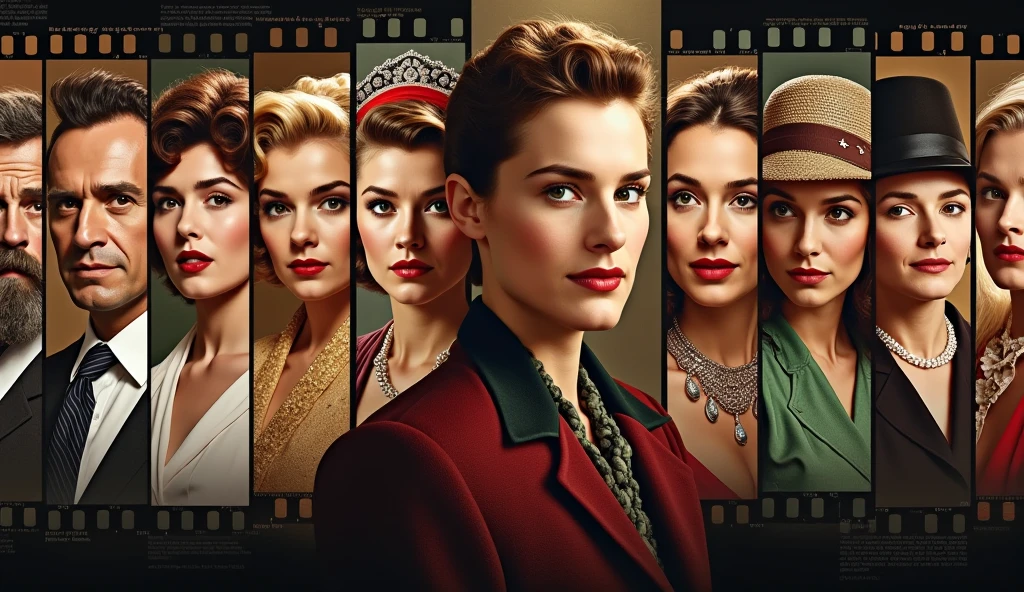 Hollywood in the 1930s, a cinematic technicolor shot, a group of young women are sitting in line waiting for an audition in a theater lobby, they are studying their scripts

