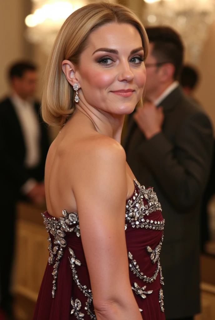 Vanessa Kirby dressed in elegant clothes and smiling sexy