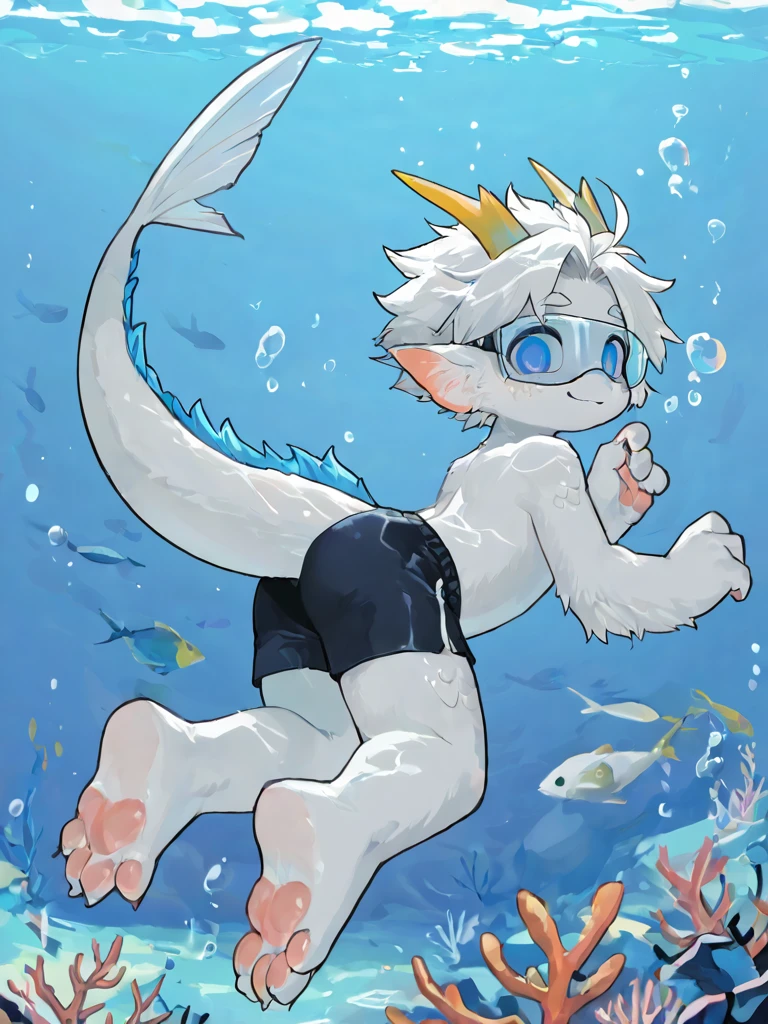 Kemoshota, mermaid, masterpiece, 4K, dynamic angle, his bottom is fish, under the sea