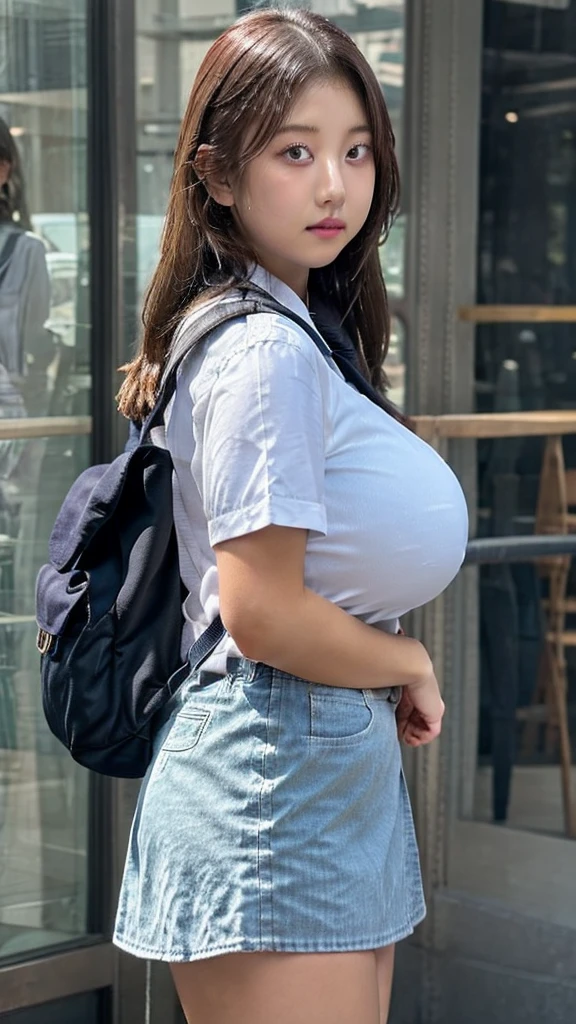 full body、Composition with the whole body、Angle from the side、sweat, blush, closed eyes, open mouth、Are standing、内股でAre standing、Pussy、vagina、Anal、anus、Wearing black loafers、Glowing Skin、naked、nude、No clothes、Big Breasts、Big Tits、Very large breasts、Wearing only white socks.、Not wearing panties、cute、high quality、masterpiece、young、Beautiful girl face、A girl with a very beautiful face,high qualityの写真、Black Hair、Long Hair,Straight Hair,Shopping street in the daytime、In town、A large crowd、crowd