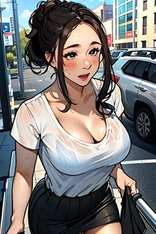 Highest quality、beautiful girl、Browsing Caution,Cowboy Shot、alone、1 Girl,Allen Corn's Sky,Silver Hair,Big Breasts,mini skirt,Camel Toe,(Intoxicated with joy),Spread your legs,orgasm,Ahegao,blush,White panties,