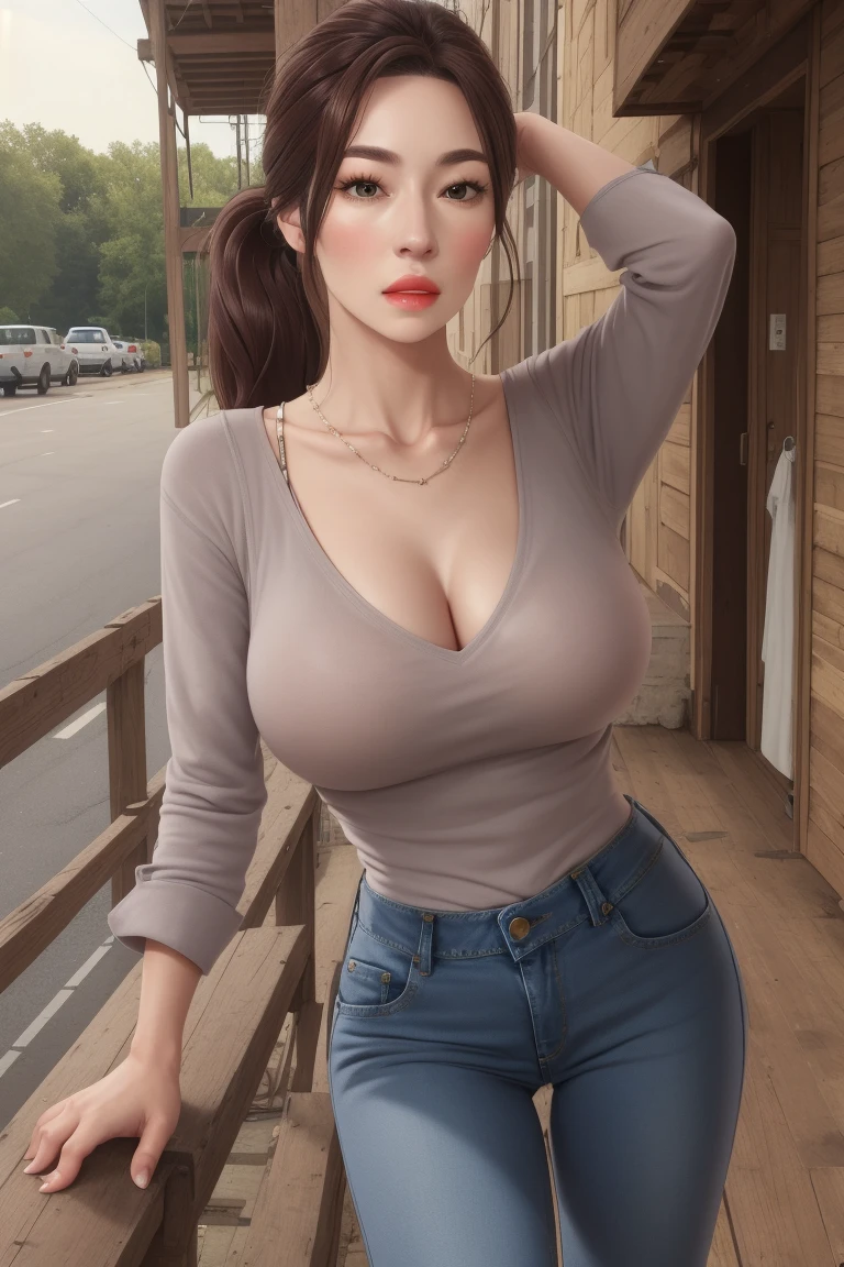 (8k, RAW photo, best quality, masterpiece:1.2), (realistic, photo-realistic:1.37), hyper realistic lighting, professional color grading, (looking at viewer:1.4), (full_body), (1girl, 20yo:1.2), (gigantic breasts:1.4), (red_clothing_theme:1.2), colorful, accessories, bag, hair ornament, tank top, pleated_ruffle_skirt, sneakers, denim, intricate_see-through_t-shirt, smile, sks woman,