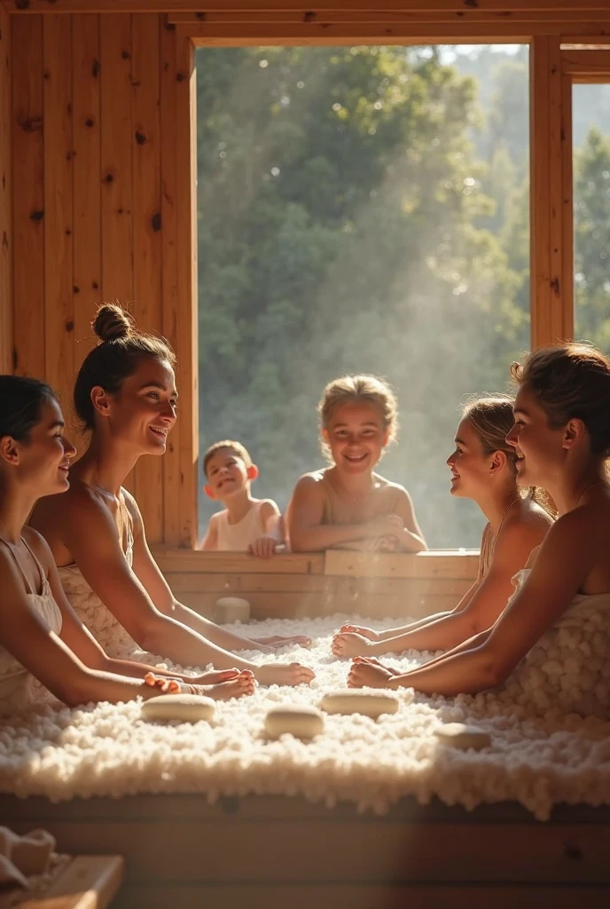 girls, Lovely, wash in a public bath, of different nationalities: Russians, Ukrainian women, Tatarki, Iranian women, in one bath, They're standing, group photo while washing, not staged