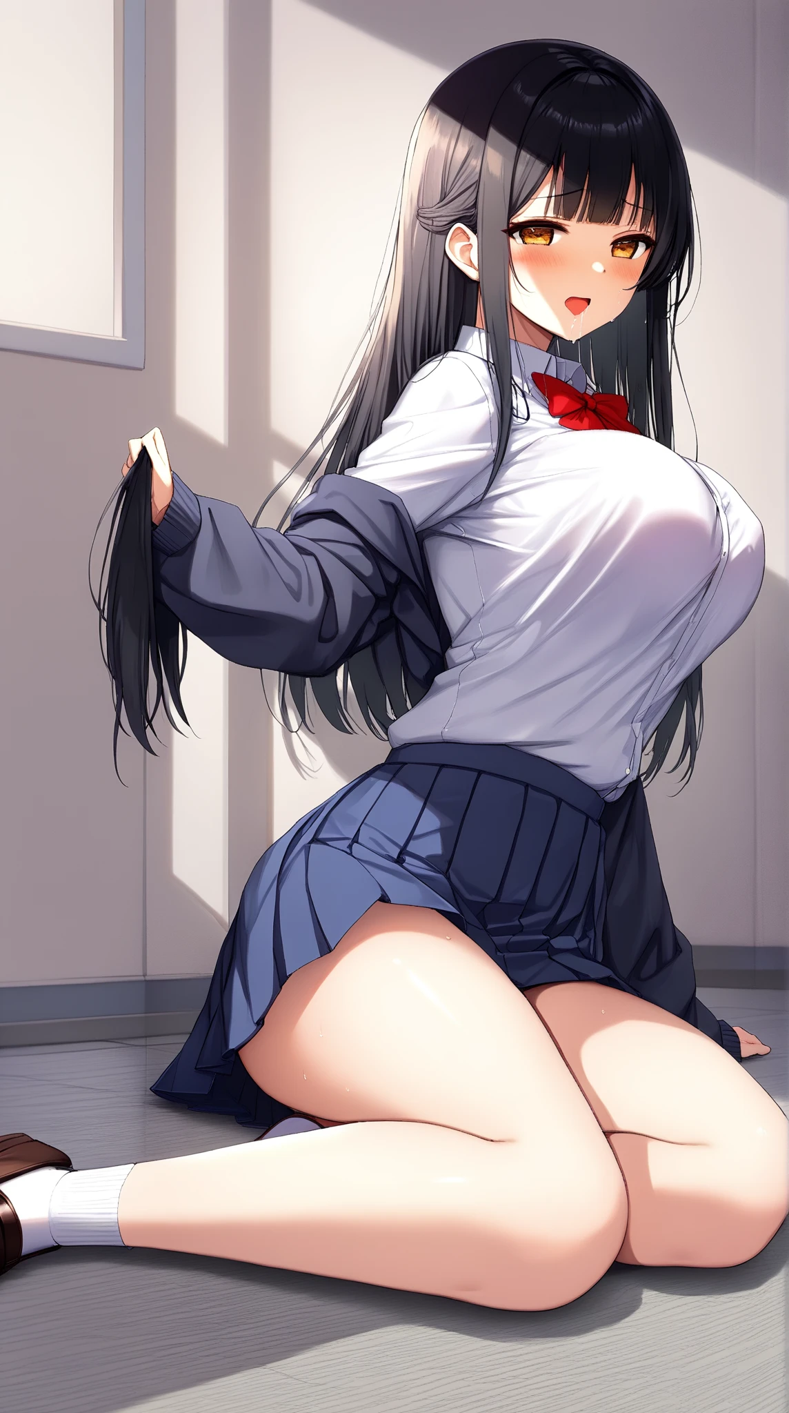 (masterpiece)、(Best image quality)、(Very detailed)、(Very detailed)、4K、(8K)、Best image quality、(beautiful), 1 Girl,Huge breasts、Thick thighs,smile、Noise Reduction、Highlight the legs、Breast Augmentation,(White Pantyhose:1.2),The chest is exposed,(nsfw :1.3) ,Sweating,skirt,(Nurse uniform:1.2),Tan Skin,(Point your feet to the viewer:1.1)