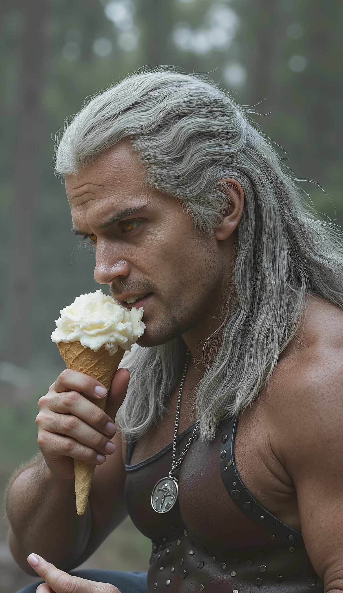 Gerald of Rivia licking ice cream sensually