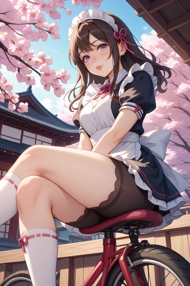 (Masterpiece, top quality, high resolution, realistic photo, realistic looking skin:1.1),
(Woman walking in park lined with cherry blossom trees:1.2),
(Skirt billowing in the wind: 1.8),
(Fully exposed panties: 1.8),
(blushing and embarrassed expression as her skirt flips up:1.5),
(She is wearing a black long-sleeved V-neck knit: 1.8),
(She is wearing a gray flared mini-skirt:1.8),
(She is wearing black middle boots: 1.8),
(She does not wear knee-high stockings because they are too hot: 1.8),
(I do not wear knee-high socks because it is too hot. 1.8),
(Panties are loudly colored and patterned: 1.5),
(Brown hair in a middle ponytail:1.5),
(Small face:1.5),
(D-cup breasts so you can see her cleavage: 1.5),
(Location: a park lined with cherry blossom trees where the wind blows: 1.5),
1 Japanese girl, solo, full bodied esbian, beautiful eyes, glowing eyes, glowing thighs, NSFW