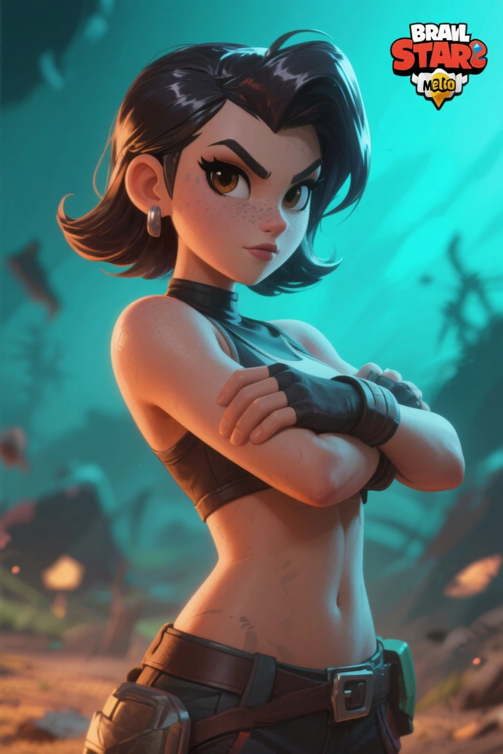 girl small breasts and medium butt perfect hips and sexy thighs in sexy bikini small short black hair and tanned skin in the pool and brown eyes