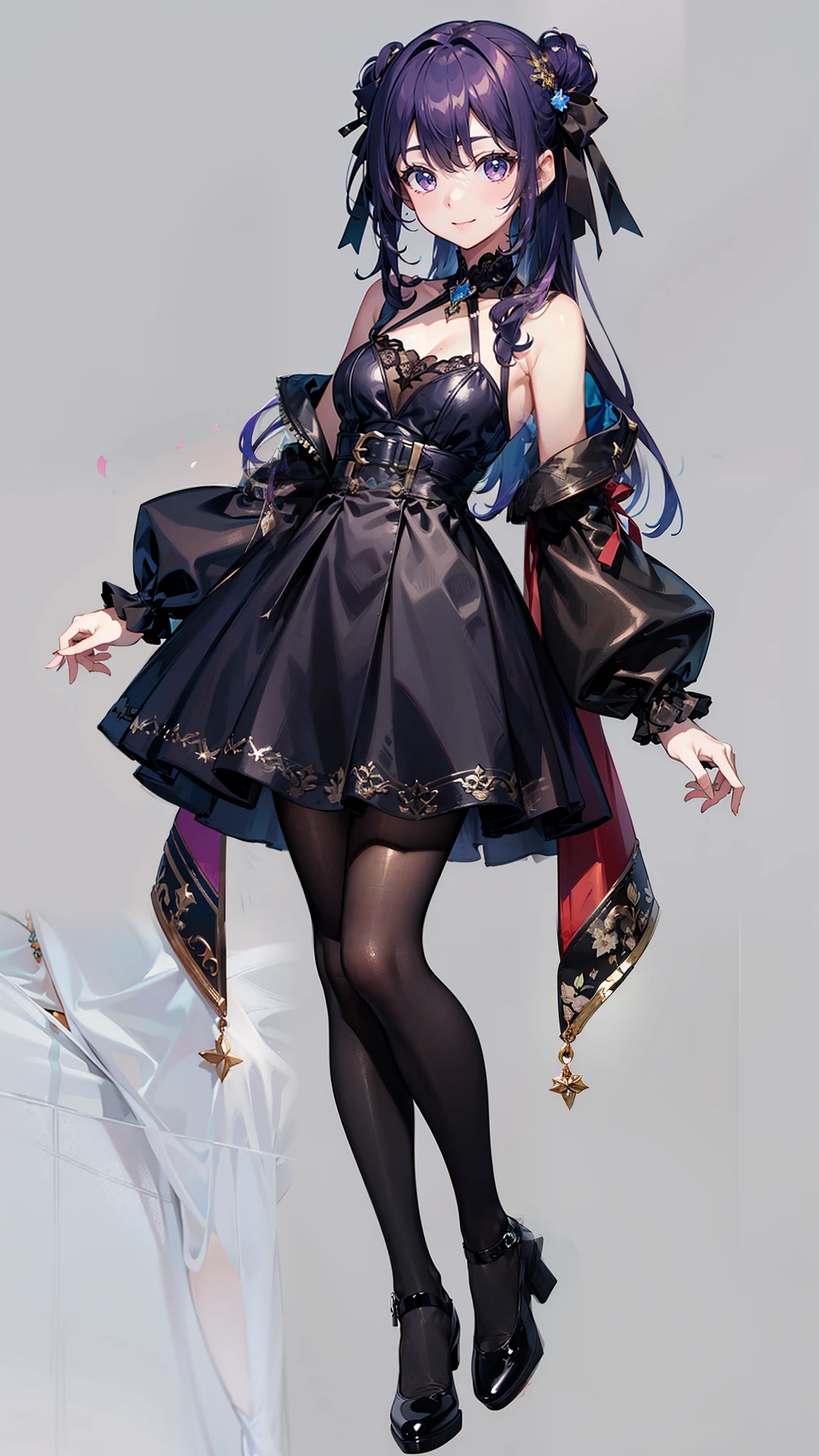a glamour picture shot, of an elite model covered in stars, walking on a (dark catwalk: 1.2), an extraordinary glamourous elite female model, ((full body: 1.5)),  ((anatomically correct: 1.5), (ultra detailed face: 1.2), best detailed face, yrllow hair, long hair, lush hair, glam hair cut, blue eyes, delicate face, light make up, wearing intricate detailed dress, glamour dress, haute couture dress, elite fashion dress, black as night dress, decorated with bright stars, starlight,  small cleavage, wearing high heels, elegant high heels, she wears diamond necklace, she is glows in a soft starry light, she walks on (asteroid catwalk: 1.2), elite fashion show background, vibrant, Hyperrealism style, vibrant, Ultra-high resolution, High Contrast, (masterpiece:1.5), highest quality, Best aesthetics), best details, best quality, highres, ultra wide angle, 16k, [ultra detailed], masterpiece, best quality, (extremely detailed) RAW, chumbasket art style, hud_s1n, short black dress, long sleeves, veil, thighhighs, star, Haute_Couture
