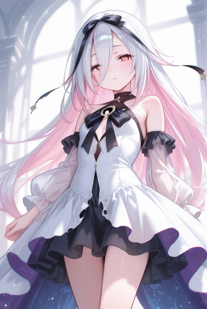 Emilia re:zero, purple eyes, Emilia, crown braid, x hair ornament, flower hair ornament, white hair, long hair, medium breasts, anime girl in lingerie with long hair and purple eyes, seductive anime girl, by Shitao, anime barbie in white stockings, digital art on pixiv, smooth anime cg art, twintails white_gloves, [ 4 k digital art ]!!, zerochan art, nightcore, at pixiv, white haired deity, , guweiz