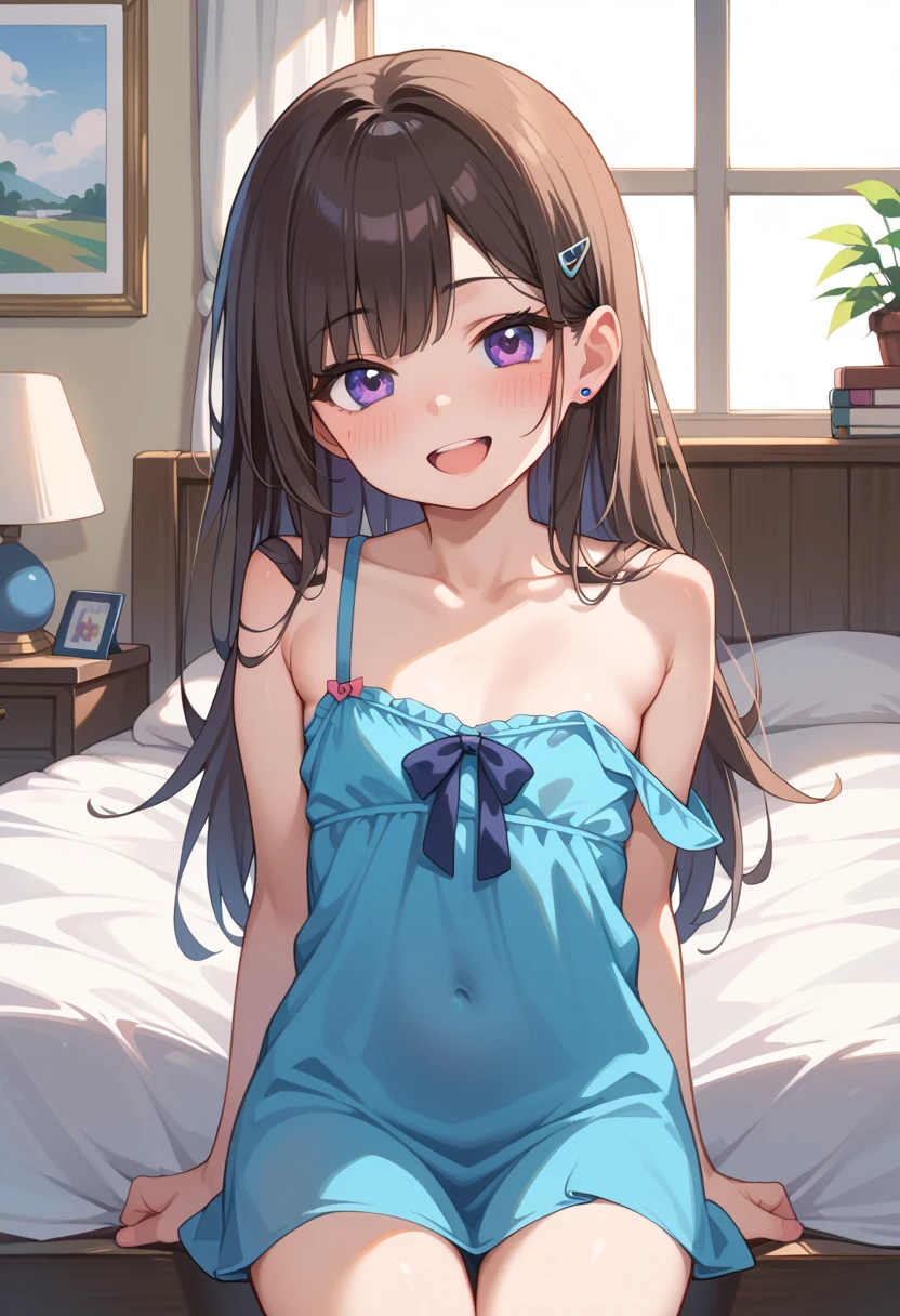 1 wife belldandy nubile juvenile junior idol bookworm girl wearing hairclip cute lovable adorable tiny youthful innocent perky zellweger face middle-school girl energetic, loose hair, shy smile, exposed supple budding breast, unique face, blacke hair, jav actress, naked, immature, childish, acting super shy, delicate, weak, loving romantic vibes, in love, small short height, preparing for mating, dwarf girl noble queen short slim legs, mischievous, soft babyfaced gentle happy looking face, carefree, unblemished skin, otaku student president, grin, braids hairstyle, naughty, teasing, awkward short girl, pitite lityle dainty diminutive, shougakusei shoujo, excited, hyperactive girl, skirt, small shoulders, slim arms, acting spoiled, sch0olgirl bangs, small breasts, 10 years old fashion trendy beautiful beautiful beautiful girl, gentle and attractive beautiful girl, 10 years old, delicate and sexy collarbone, Attractive oval face, double eyelids, smart peach blossom eyes, pink lips, small nose, bare shoulders, ultra high definition, super detail, fresh and impressive, smooth slim legs, ballerina body, bra top, buxom body, portrait picture looking at camera