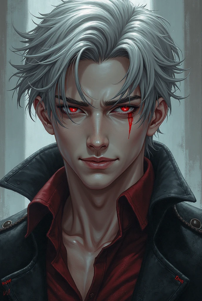 Male character, Reverse with Felix wings,Cyan eyes, Bloody fangs,