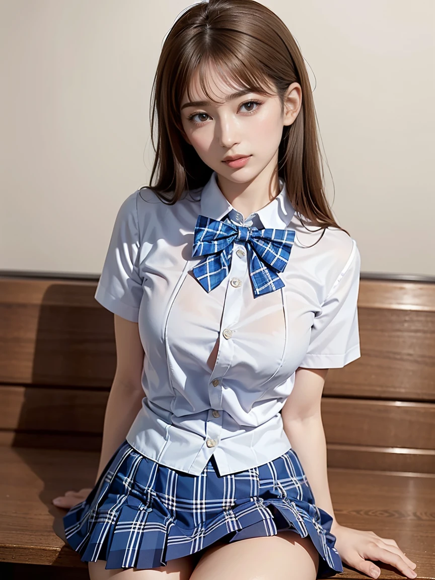 (8k、RAW Photosgraphy、highest quality、masterpiece:1.2),whole bodyエズビアン,masterpiece,highest quality、超A high resolution,RAW Photos,Len,Beautiful poop,one person, solo,Black-rimmed glasses,,Dark look,whole body,whole body写真、Round Glasses、cute、Japanese women,standing,(eyeを細めて,strong,skinny,Rage,Big Breasts)、Huge bulge sticking out of blouse、(Photorealistic:1.37)、Photon Mapping,Light blue ribbon,Realistic、cute顔,茶色のeye、Black Stockings、Red bow tie、Radio City、物理ベースLenダリング、prospect、Depth of written boundary、blurred background、picture,Girls、body, Long legs, Thin legs, Single Long Ponytail,Let your hair flow forward、(前hairが見える), hair, Lips, green_eye, Nose Soft, Light blue shirt, Miniskirt with a visible crotch、Navy blue and blue and white plaid pleated skirt, transparent clothes,, thigh, Leather shoes、loafers、Nogizaka Idol, , Japanese Ido、((boyfriend and girlfriend having sex:1.5))、((Sexual pose:1.5))、((Spread legs POV:1.5))、((beautiful areola:1.5))、((Nipple erection:1.5))、((beautiful pussy:1.5))、((A light layer of sweat:1.5))、((Insert your into your:1.5))
