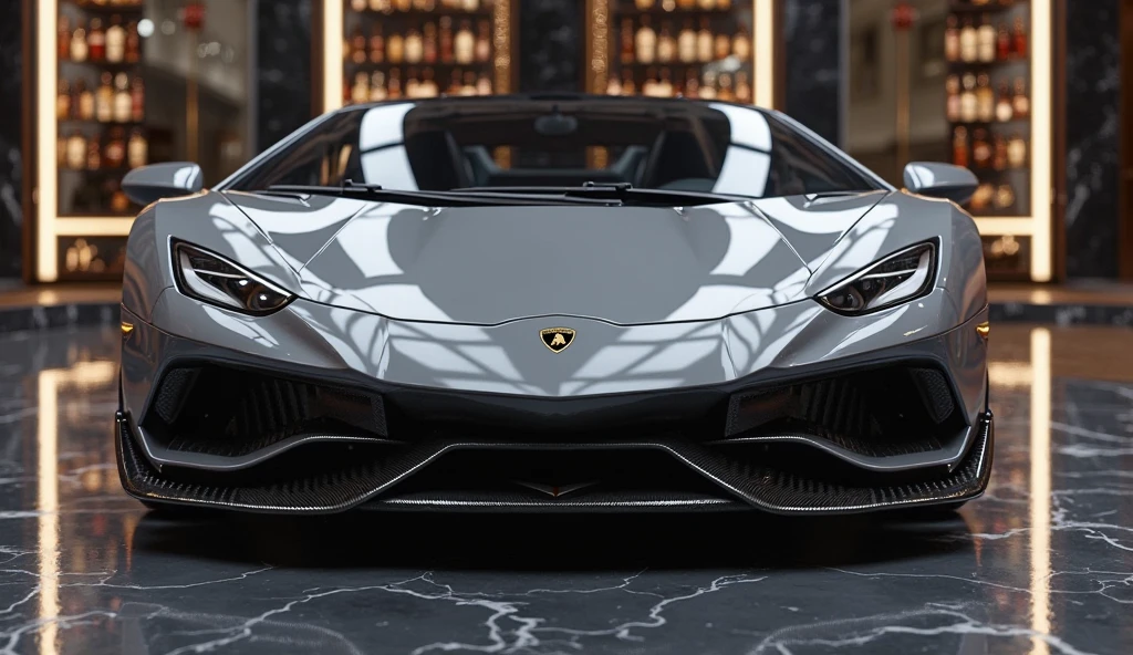 crée une illustration 3d d"une fille arréter devant une voiture Lamborghini avec Des gardens de corps arréter a coté Des Porter de la couture --auto --s2