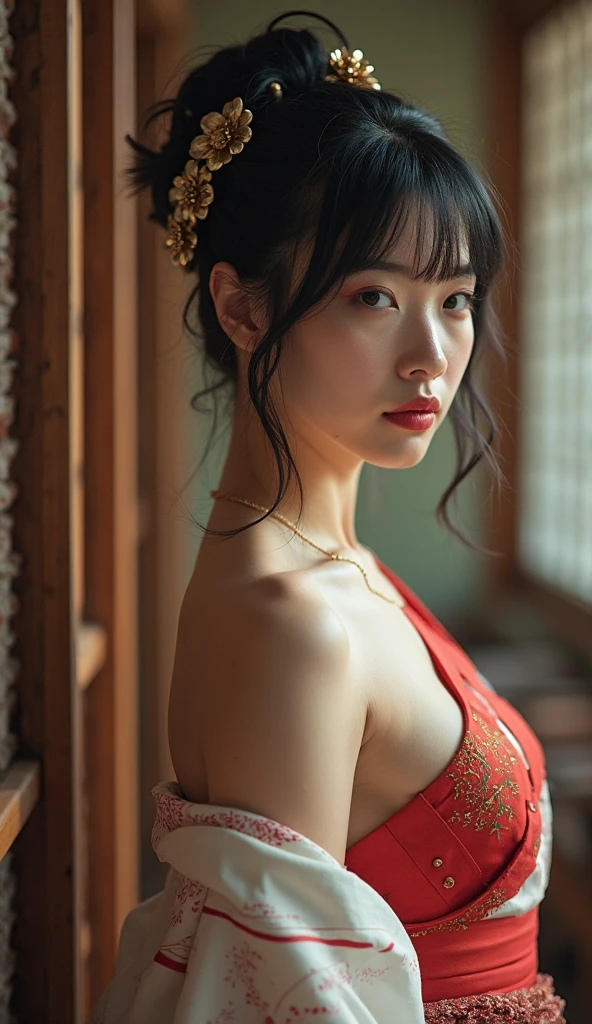 Supremely Beautiful Woman, Detailed Body with ???????????, ???? Expression, (?????? Plate Apron), (Without Panties: 1.3), (Without Bra: 1.1), (Back View), (Side View), Detailed Lips, Two Hands, (Photorealistic: 1.4), (Best Quality: 1.0), (Ultra High Definition: 1.0), 8K, RAW Photography, (Masterpiece: 0.2),