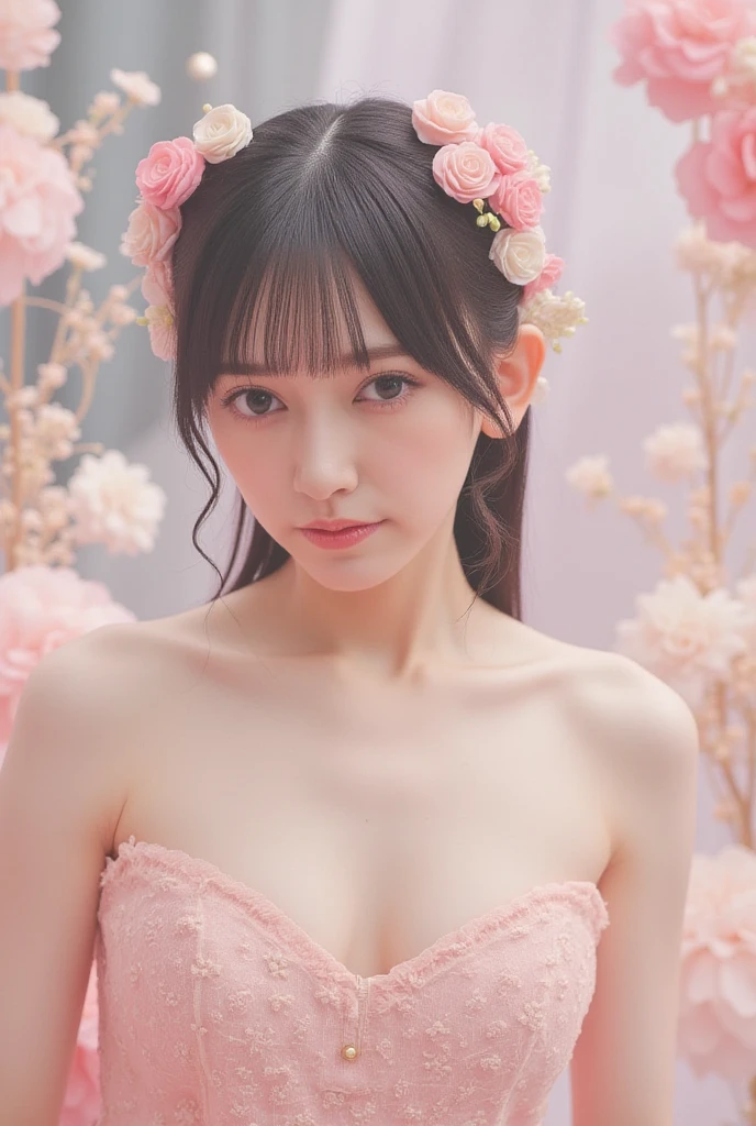  (((show your chest:1.6))),(((show your chest:1.6))),(((show your chest:1.6))),masterpiece, highest quality, 8K, Absurd, Beautiful girl, cute, (Sensual style),((Seven episodes were filmed.:1.4)), (Completely naked:1.5), Wear a cashmere scarf, (Dark brown hair),Good shape, No makeup, , The near and far way, Depth of written boundary, Surreal, High resolution, photograph, Sharp focus, North African Trade Area, face lamp, Dynamic Lighting, highest detailed, ,Extreme detaileds、Super detaileded、detailed、real skin、Exquisite facial features、Positive and optimistic、(The background is a colorful flower field)