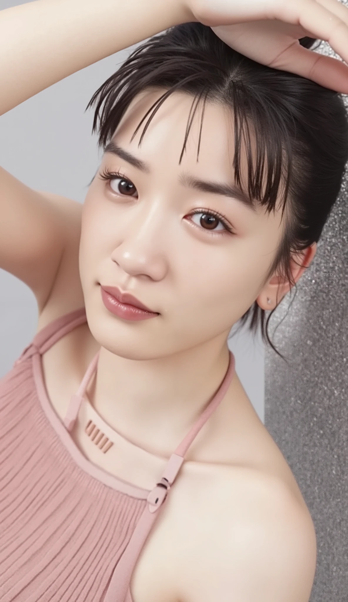 smile:2.0、Tilt her face slightly to the right ;2.1 (super precise human body structure , Highest Quality、 RAW photos 、8k、32K、 Penis Masterpiece 、 realistic 、 photorealistic :1.37)、images of cute Japanese women removing items from shelves、 I'm wearing a tank top in front of the urinal、 Shot in natural light、 upper body、 1 girl on break day、photo mapping、 Physically Based Rendering 、 high image quality画像、 high image quality 、1080P、( beautiful face above the castle gate)、(detailed description of the face)、( Detailed description of the handsetter ' muscle area )、( CG Details )、 rich details 、( AMAZING FEATURES :1.35)、( detailed eyes)、 Looking forward to your eyes、Delicate clavicle、 different poses、非常にリアルで詳細な若い女性の upper bodyポートレート。 Beautiful skin 、 ほおの高い部分に柔らかなLight is reflected ます .、 Extremely realistic and detailed upper body portrait of a young woman with fine pores and hair roots、 You can see even the thinnest blood vessels 。The skin is smooth、She has a natural flush to her cheeks 、Healthy glow。 eyes are big, clear blue、 There is a fine pattern on the iris 、 Light is reflected 、It's shining in the eye。 I have a slight shadow under my eyes 、 Extremely realistic and detailed upper-body portrait of a、Naturally Curly。 Extremely realistic and detailed upper-body portrait of a young woman with gentle pink lips 、 Smooth texture that gives off a natural glow 、 。 See 。 women wear simple white tops .、 The background is a pale black and white gradient .、焦点は完全に顔と upper bodyに当たっている。 realistic shadows and textures、 Pictorial Description.。
