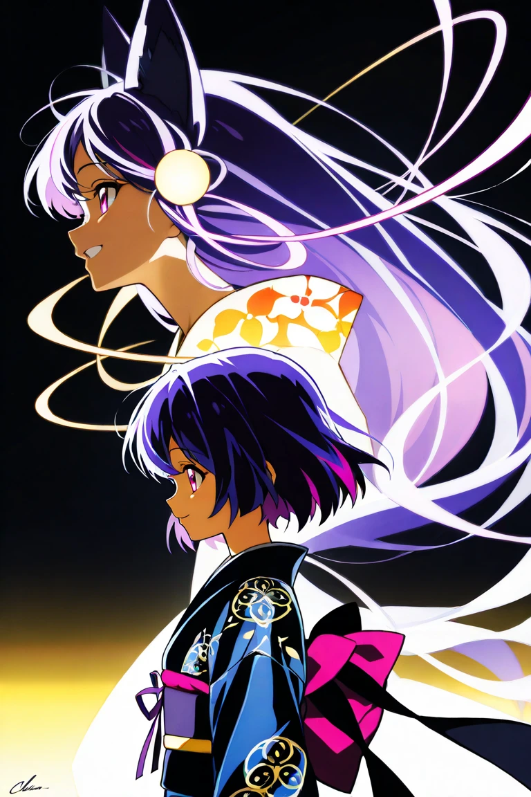 The character has white hair, has a fringe that covers her entire eye, her hair is short, she does not wear hair ornaments, she has cold and serious looks, she is not smiling, She has whitish eyes in the clear pupil, She wears Ballet shoes, She wears a short kimono with no sleeves, Long stockings going up to the thighs, does not wear panties , large breasts and well exposed