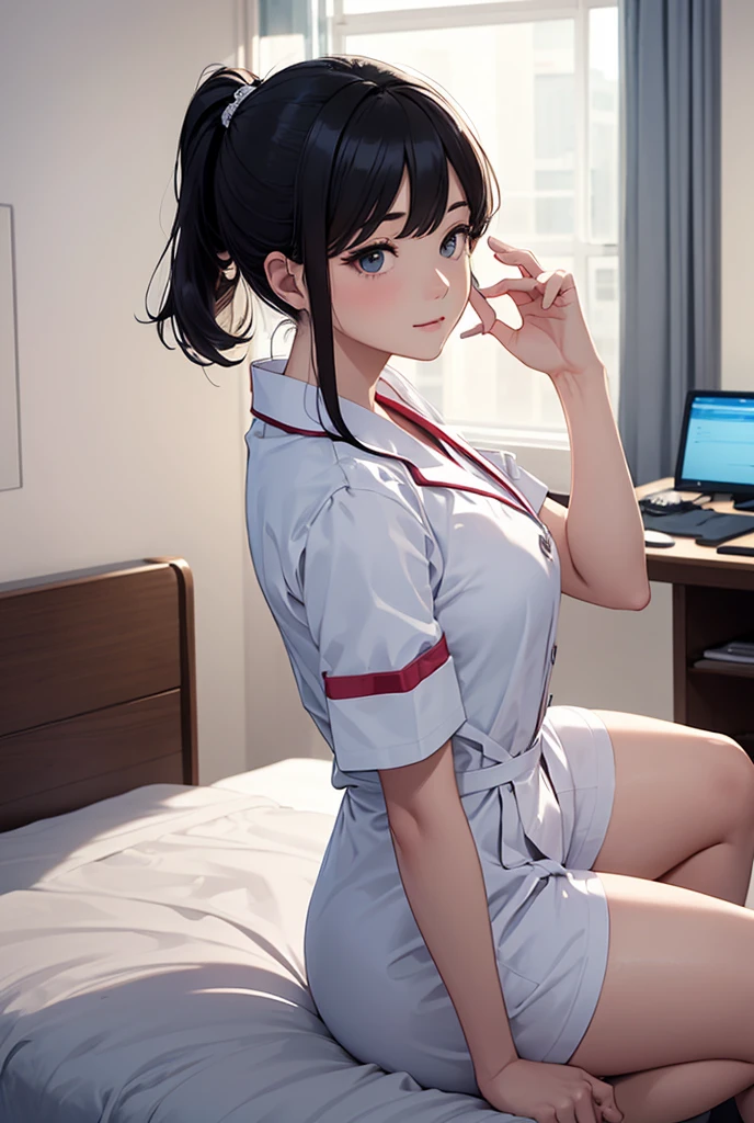 (masterpiece, best quality:1.2), 1girl, solo, ,nurse suit,in classroom