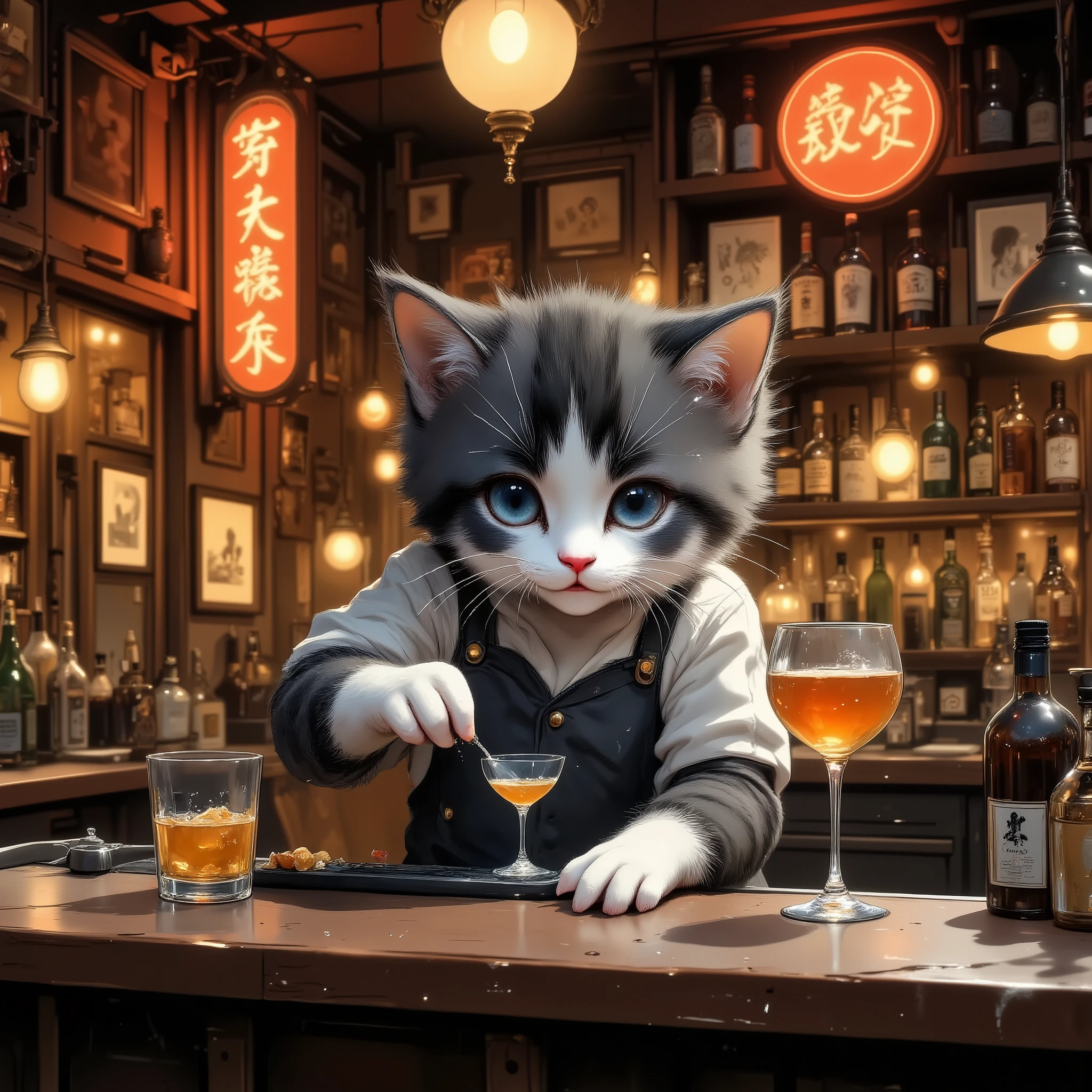  hideout, bar,vintage,cat bartender