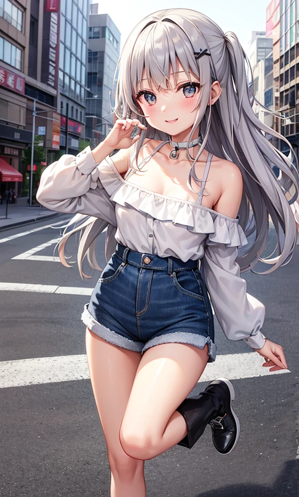 silver hair、18-year-old、cute face、nude、Put your hands on the ground、legs are straight