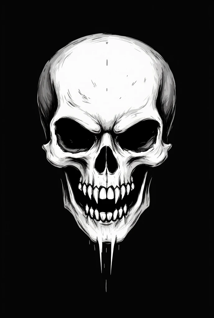 Get a scary gothic skull tattoo, in black graphics on a white background