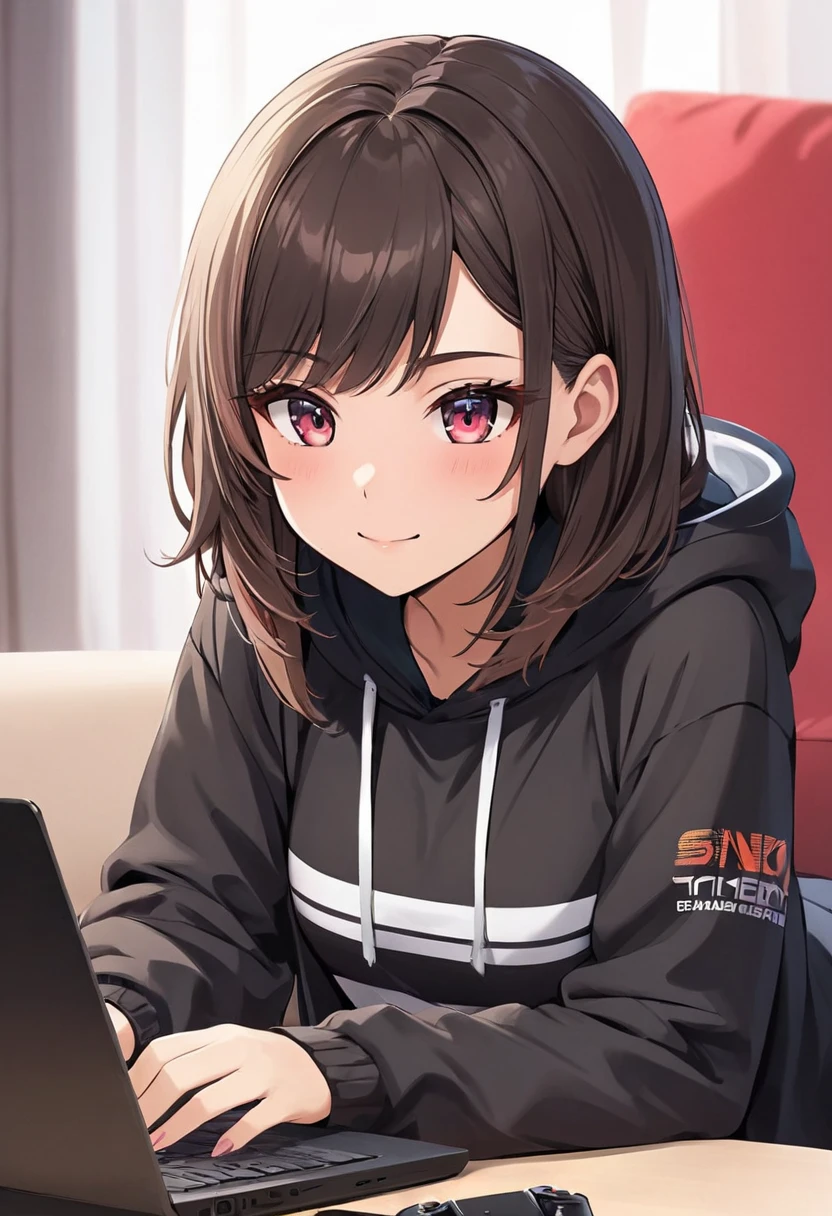 (1 girl:1.0),25 years old,beautiful girl,bob cut,office girl,sitting chair,(small breasts:1.2),(slim body shape:1.2),highest quality,High resolution(headset:1.3),(cowboyshot:1.0),fullbody,(short sleeve red knit sweater:1.2),smile,front face,(front view:1.0),looking at viewer,office,Talking,Chatting,(full-face blush:1.5),(smile:1.2),anguish,(presenting panties:1.5),white panties,(facial:1.5),(cum on face:1.5),