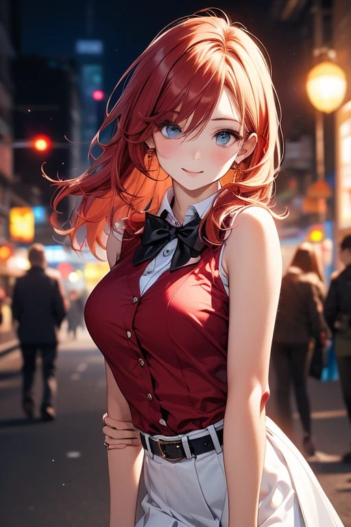 masutepiece, Best Quality, Illustration, Ultra-detailed, finely detail, hight resolution, 8K Wallpaper, Perfect dynamic composition, Beautiful detailed eyes, doress,Medium Hair, Natural Color Lip, Random and sexy poses,Smile,Aoyama Street Walk、20 years girl