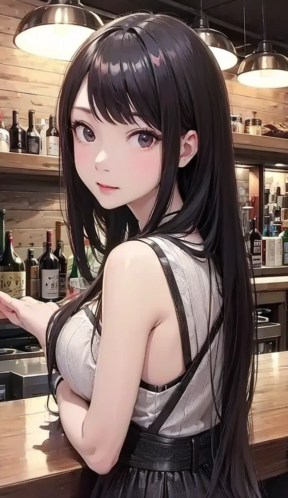 Highest quality, Super quality, 16K, Incredibly absurd, Very detailed, delicate and dynamic, SFW, Natural light, Small particles reflect light, Diffuse reflection of light, Vortex of Light, In-store pop, KFC, Fast food restaurants, McDonald, hamburger, Sparkling, Create amazing image effects, cash register, Upper body close-up, (cute sexy girl, hamburgerショップの店員, Sensual expression, fine, Active, smile, , , , , black long hair, hamburgerショップのUniform, , , Tifa Lockhart Final Fantasy VII )