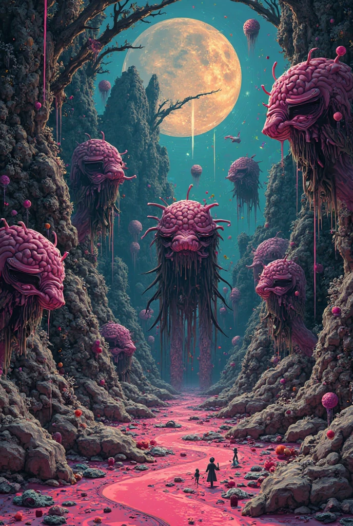 an ((ethereal landscape)) filled with otherworldly (((psychoactive alien creatures))), (vibrant colors), ((intricate detail)), HDR, 32k, style bse