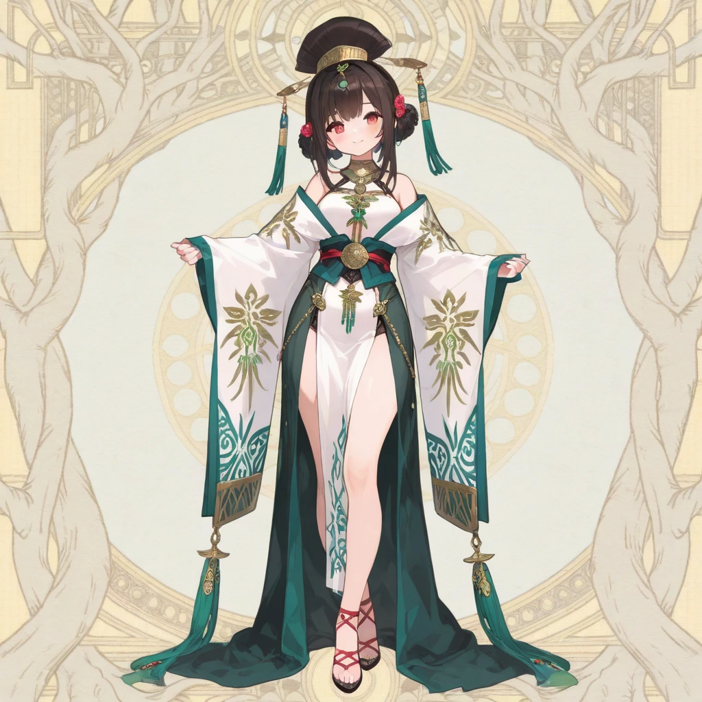 cute woman , full body, Oriental design