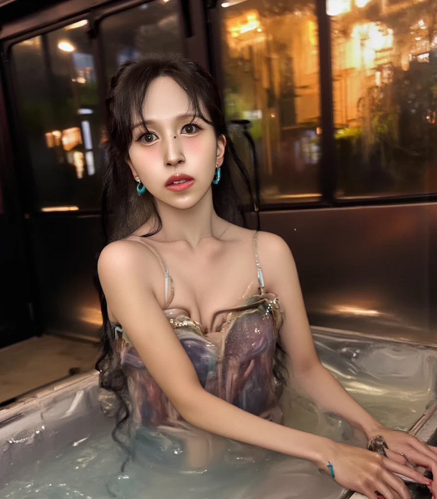 There was a woman holding a drink and a glass of wine.., sexy girl, tomorrow, Tran., sexy :8, beads across the chest, Asian Bald Goddess, break my spirit, you'be a fool again., sexy dress, 2 7 years, 2 8 years, With drinks, 22 years old, In Laman style