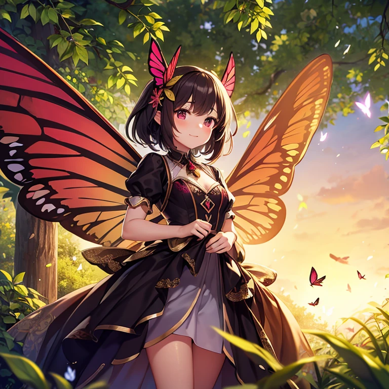 (masterpiece, best quality:1.1),popart,flat color design,tween girl,cute,
(girl wearing a moth costume,moth wings,fluffy moth fur,moth antennae),red eyes,navy hair,fullbody,in night forest,dynamic angle,dynamic angle,beautiful lighting,photographic portrait, sharp,