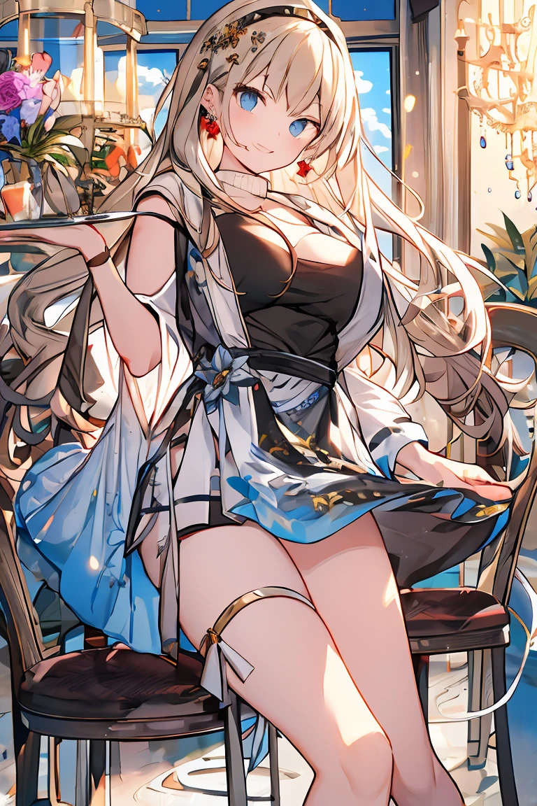 (masterpiece, Highest quality, Extremely detailed CG, Beautiful attention to detail, Super Detail, Intricate details: 1.2), 8k wallpaper, Elaborate features, (One person, alone: 1.4), Long Hair, Striped Hair, Fairy, Hello, Viewer, blue eyes, Earrings, panties, Ankle Bracelets, big, Esoteric, necklace, Cane, Blue Flame, feather, bird, Magic Surround, Magic Cane, Magic Ball, Book, Flying Page, magic circle, spell, night, dark