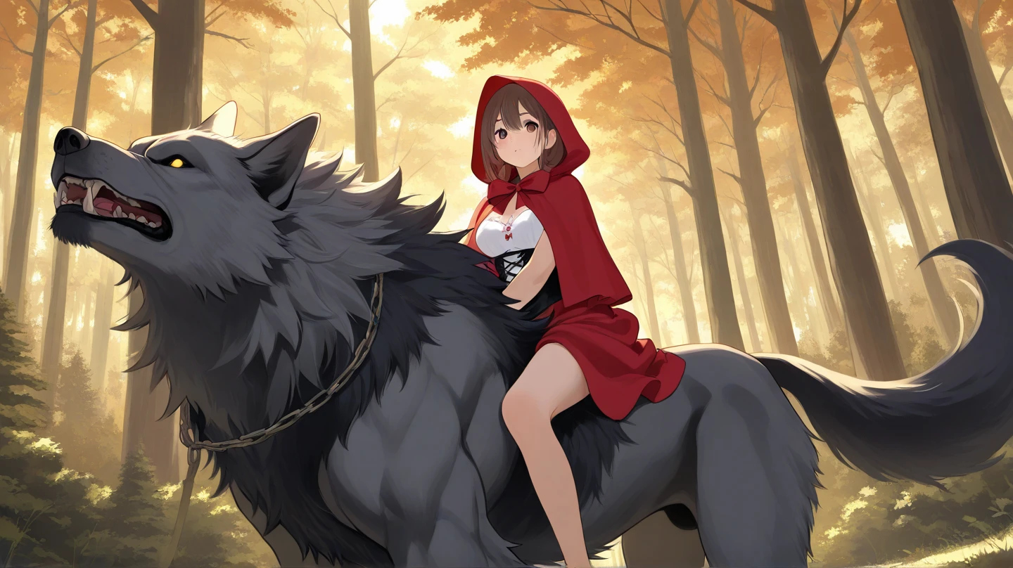 Two characters - an adult lean tall handsome male character wearing clothes of red riding hood carrying basket his smooth legs and red spanked butt visible on his way to visit grandma and monstrous sly muscular wolf, beautiful sunny detailed forest with cottage in the background, the wolf is spanking him, NSFW, (( male x wolf)), ((bestiality )), ((spanking)), ((bend over male)), nudity, trying to run, ((male x huge monstrous wolf creature:0.2)), monster HENTAI, ((game - help the big monstrous naughty wolf fuck the innocent male)), ((yaoi monster hentai)),