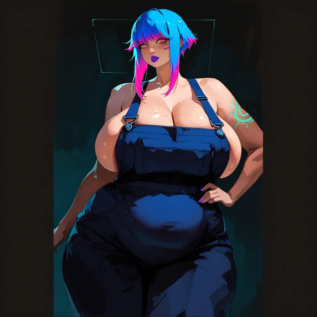 Eula , huge breasts, big nipples,  thin waist, big ass, pussy, thick thighs, bare feet, nude, completely naked, stand, The body is covered with tattoos, alleys in the building, graffiti on the walls, areas full of trash, trash, bottles, at night 